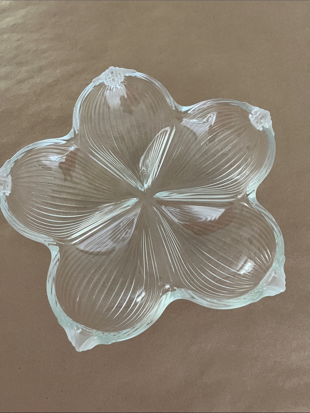 Mikasa Vintage  Floral Ribbed Glass Serving Platter